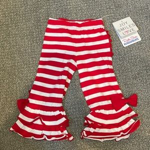 Toddler Girls Red Striped RuffleButts pants